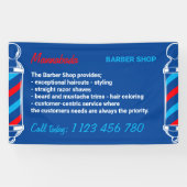 Navy Red Pole Supply Service Barber Shop Spandoek (Horizontaal)