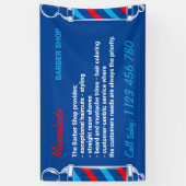 Navy Red Pole Supply Service Barber Shop Spandoek (Verticaal)