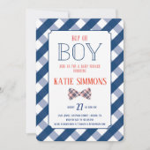 Navy Red Pset Bow Stropdas Baby Boy Shower Kaart (Voorkant)