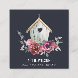 NAVY RED ROSE FLORAL WOOD HOME BED BED BREAKFAST VIERKANTE VISITEKAARTJE