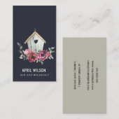 NAVY RED ROSE FLORAL WOOD HOME BED BED BREAKFAST VISITEKAARTJE (Voorkant / Achterkant)