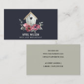 NAVY RED ROSE FLORAL WOOD HOME BED BED BREAKFAST VISITEKAARTJE (Voorkant / Achterkant)