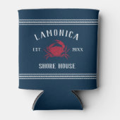 Navy & Red Rustic Crab Personalized Shore House Blikjeskoeler (Voorkant)