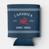 Navy & Red Rustic Crab Personalized Shore House Blikjeskoeler (Achterkant)