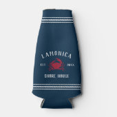 Navy & Red Rustic Crab Personalized Shore House Flesjeskoeler (Voorkant)