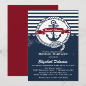 Navy Red Rustic Nautical Bridal Shower Kaart (Voorkant / Achterkant)