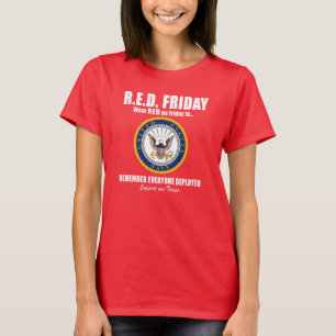 Navy Red Shirten op vrijdag voor vrouwen T-shirt