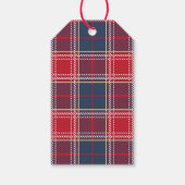 Navy Red Tartan Plaid Faux Gold Elegant Cadeaulabel (Achterkant)