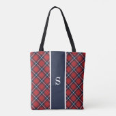 Navy Red Tartan Pset Monogram Canvas tas (Achterkant)