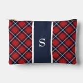 Navy Red Tartan Pset Monogram Etui (Voorkant)
