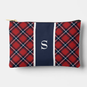Navy Red Tartan Pset Monogram Etui