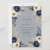 Navy Regal Winter Wedding Kaart (Voorkant)