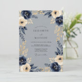 Navy Regal Winter Wedding Kaart (Staand voorkant)