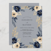 Navy Regal Winter Wedding Kaart (Voorkant / Achterkant)