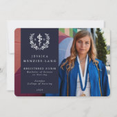 Navy Registered Nurse Asclepius Afstuderen Foto Aankondiging (Voorkant)