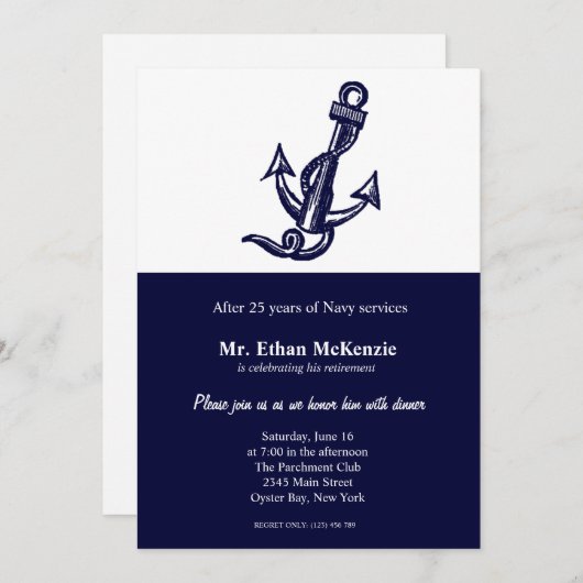 Navy Retirement Kaart (Voorkant / Achterkant)