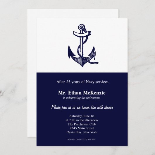 Navy Retirement Kaart (Voorkant / Achterkant)