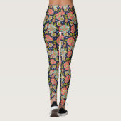 Navy Retro 70s Roze Aqua Floral Leggings (Achterkant)