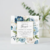 Navy Retro Blue Ivory Cream Floral Vrijgezellenfee Kaart (Staand voorkant)