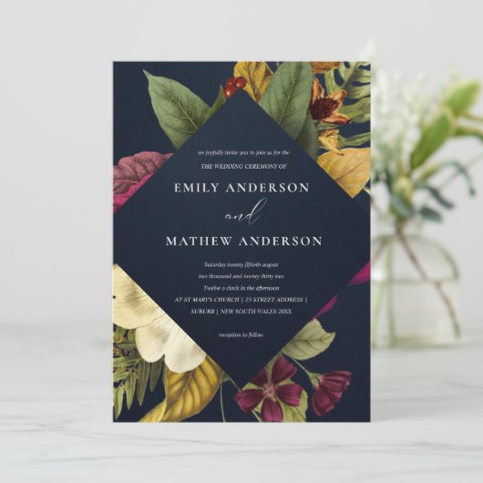 NAVY  RETRO BURGUNDY GEEL KAART (Staand voorkant)