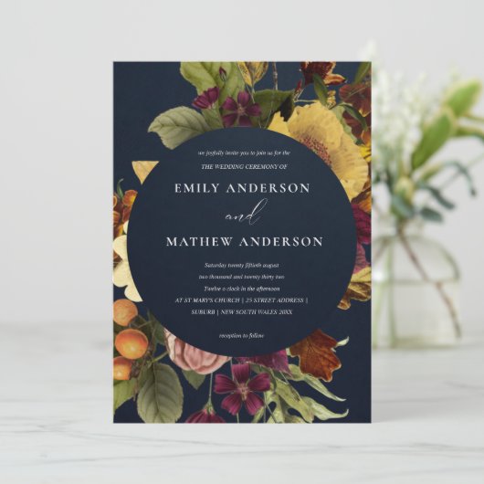 NAVY  RETRO BURGUNDY GEEL KAART (Staand voorkant)