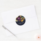 NAVY  RETRO BURGUNDY HERFST FLORAL WEDING RONDE STICKER (Envelop)
