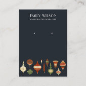 NAVY RETRO CHRISTMAS ORNAMENT STUD EARRING DISPLAY VISITEKAARTJE (Voorkant)