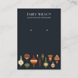 NAVY RETRO CHRISTMAS ORNAMENT STUD EARRING DISPLAY VISITEKAARTJE