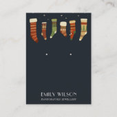 NAVY RETRO CHRISTMAS STOCKING STUD EARRING DISPLAY VISITEKAARTJE (Voorkant)