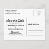 Navy Retro Script Photo Save the Date Briefkaart (Achterkant)