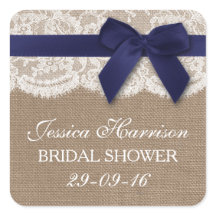 Navy Ribbon on Burlap & Lace Vrijgezellenfeest