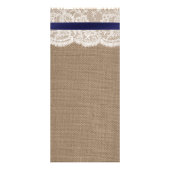 Navy Ribbon on Burlap & Lace Wedding Menu (Achterkant)
