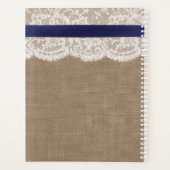 Navy Ribbon on Burlap & Lace Wedding Planner (Achterkant)