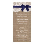 Navy Ribbon on Burlap & Lace Wedding Programme Reclamekaart (Voorkant)