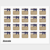 Navy Ribbon on Kraft & Lace Vrijgezellenfeest Vierkante Sticker (Vel)