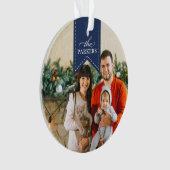 Navy Ribbon | Persoonlijke vakantiefoto Ornament (voorkant)