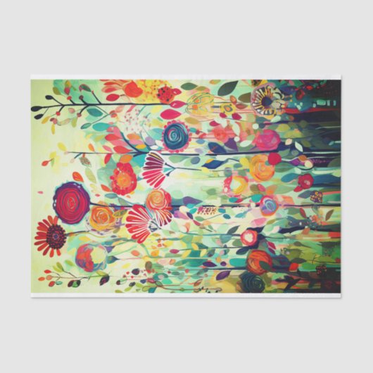 Navy Rode Kleur Bloem Abstract Schilderij Decoupag Tissuepapier (Voorkant)