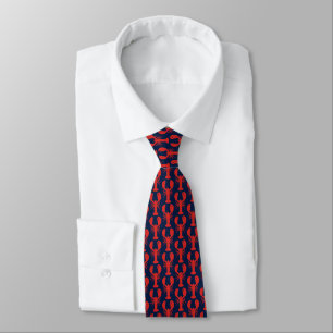 Navy/rode kreeft preppy stropdas