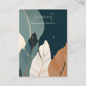 Navy Roest Goud Tropisch blad 2 Oorbel Display Visitekaartje (Voorkant)