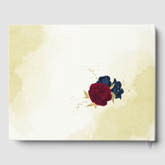 Navy rood bloemengoud gastenboek (Achterkant)