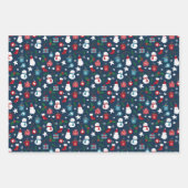 Navy Rood Groen Schattige Gezellige Kerstpatronen Inpakpapier Vel (Voorkant)