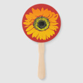Navy Rood Sinaasappel Geel Zonnebloem Hand Fans Handwaaier (Achterkant)