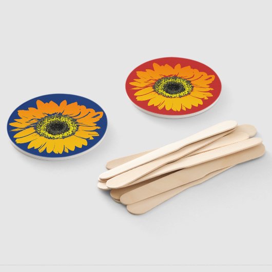 Navy Rood Sinaasappel Geel Zonnebloem Hand Fans Handwaaier (Niet-gemonteerd)