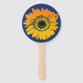 Navy Rood Sinaasappel Geel Zonnebloem Hand Fans Handwaaier (Voorkant)