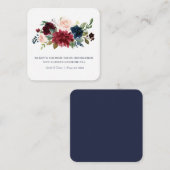 Navy Roos Bourgondië Floral bruiloft klein Informatiekaartje (Voorkant / Achterkant)