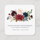 Navy Roos Bourgondië Floral bruiloft klein Informatiekaartje (Voorkant)