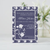 Navy Roos Bridal Shower Kaart (Staand voorkant)