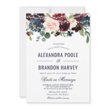 Navy Roos Burgundy Floral String Lights Wedding