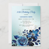 Navy Roos Butterfly Gold Glitter Green Verjaardag Kaart (Voorkant)