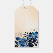 Navy Roos Butterfly Gold Glitter Peach Verjaardag Cadeaulabel (Achterkant)